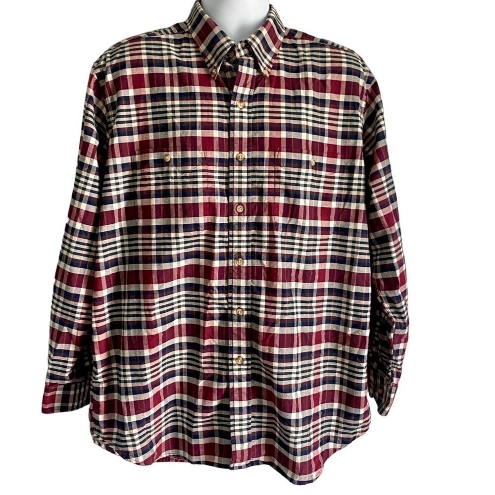 Roundtree & Yorke Long Sleeve Button Down Cotton Shirt Men's Large - Picture 2 of 8